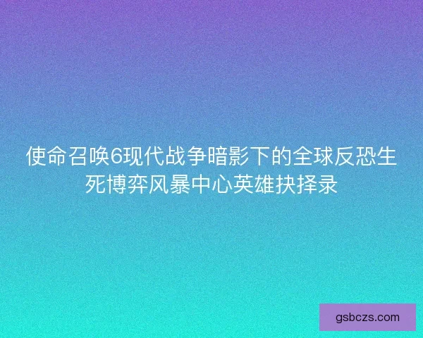 使命召唤6现代战争暗影下的全球反恐生死博弈风暴中心英雄抉择录