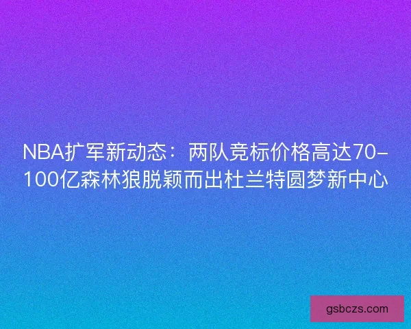 NBA扩军新动态：两队竞标价格高达70-100亿森林狼脱颖而出杜兰特圆梦新中心