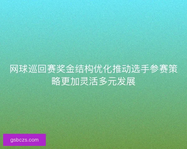 网球巡回赛奖金结构优化推动选手参赛策略更加灵活多元发展