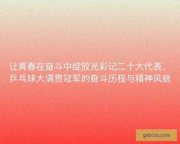 让青春在奋斗中绽放光彩记二十大代表、乒乓球大满贯冠军的奋斗历程与精神风貌